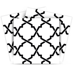 6" X 6" Black and White Quatrefoil Peel and Stick Tiles - Homeroots