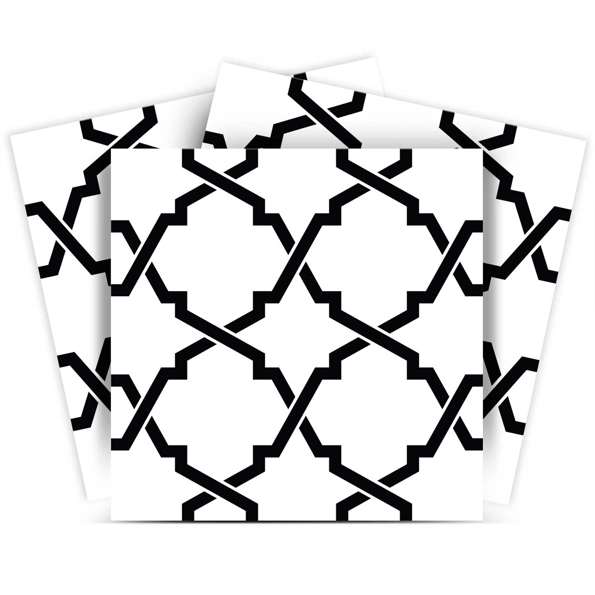 7" X 7" Black and White Quatrefoil Peel and Stick Tiles