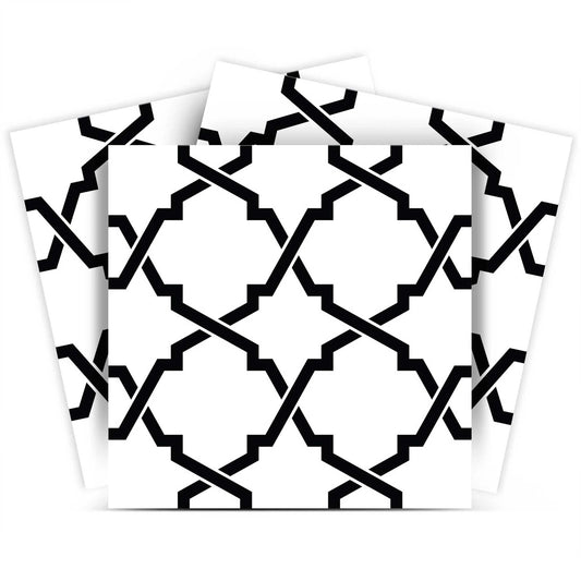 8" X 8" Black and White Quatrefoil Peel and Stick Tiles