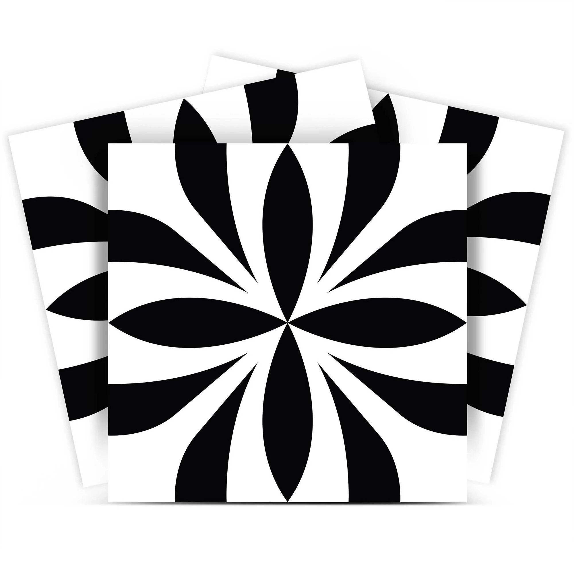4" X 4" Black and White Colla Peel and Stick Removable Tiles - Homeroots - Flyclothing LLC