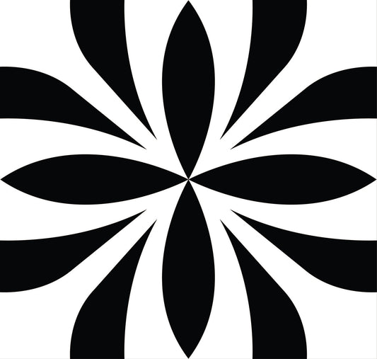 4" X 4" Black and White Colla Peel and Stick Removable Tiles