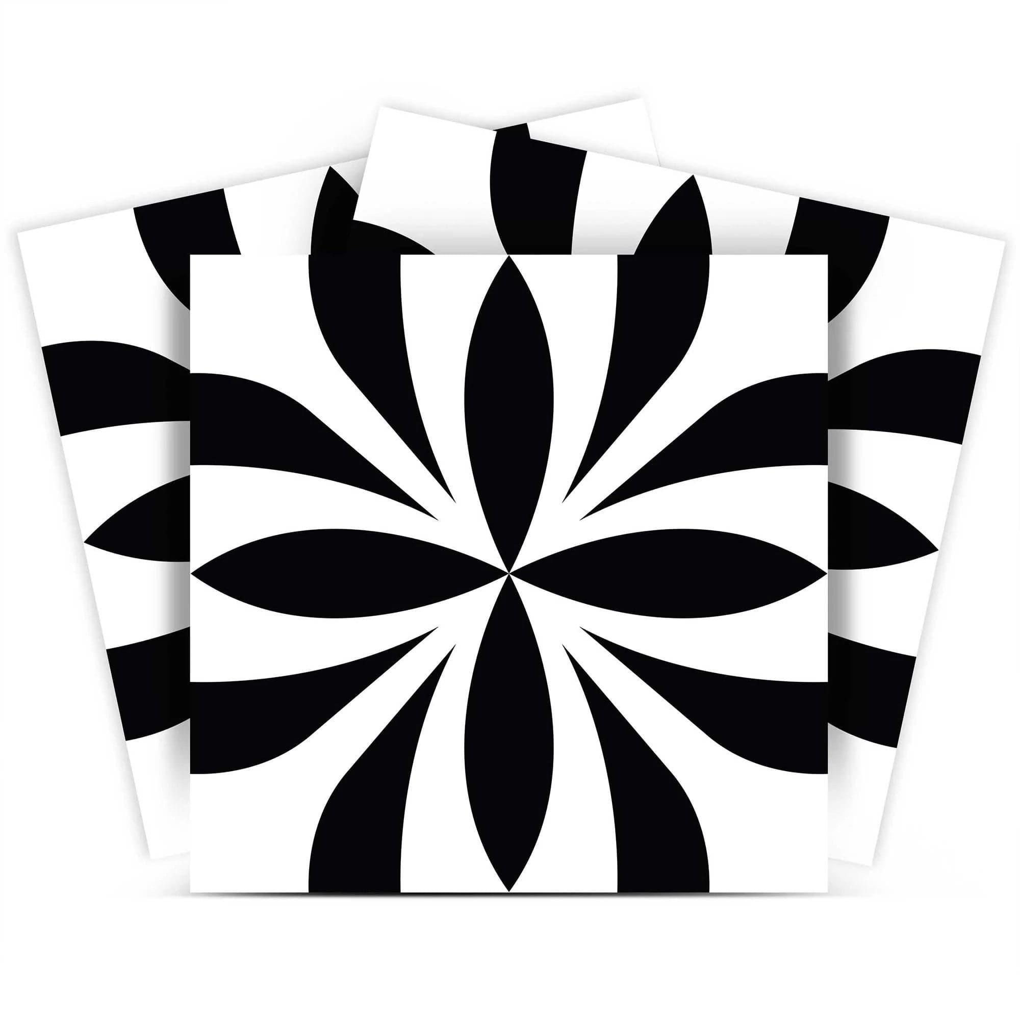 5" X 5" Black and White Colla Peel and Stick Removable Tiles - Homeroots - Flyclothing LLC