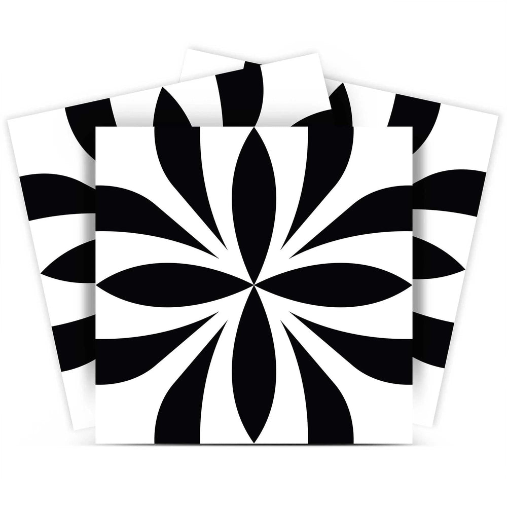 6" X 6" Black and White Colla Peel and Stick Removable Tiles - Homeroots
