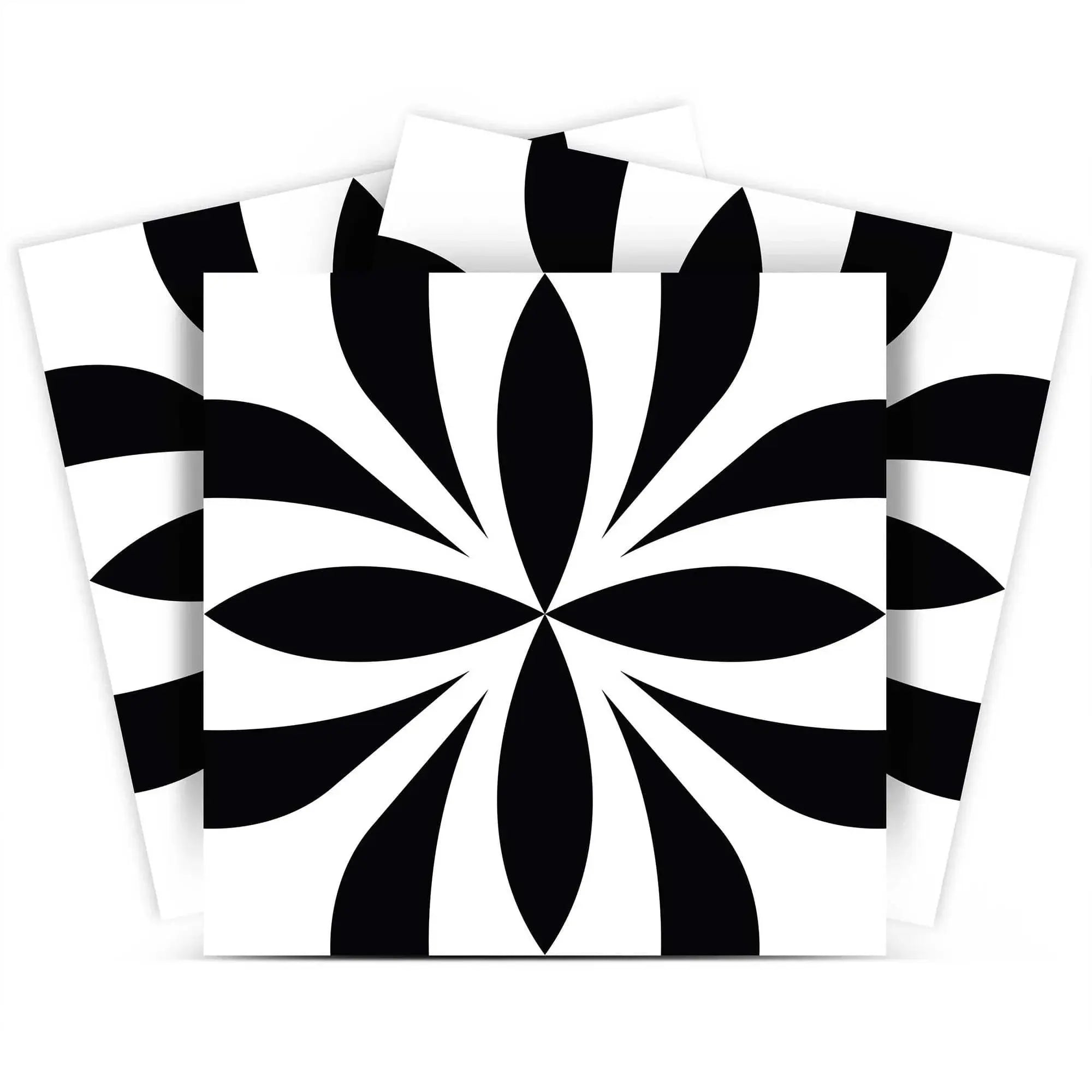 6" X 6" Black and White Colla Peel and Stick Removable Tiles - Homeroots - Flyclothing LLC