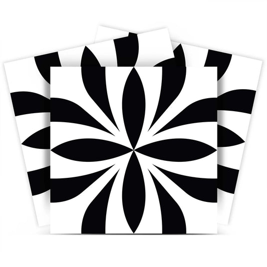 7" X 7" Black and White Colla Peel and Stick Removable Tiles