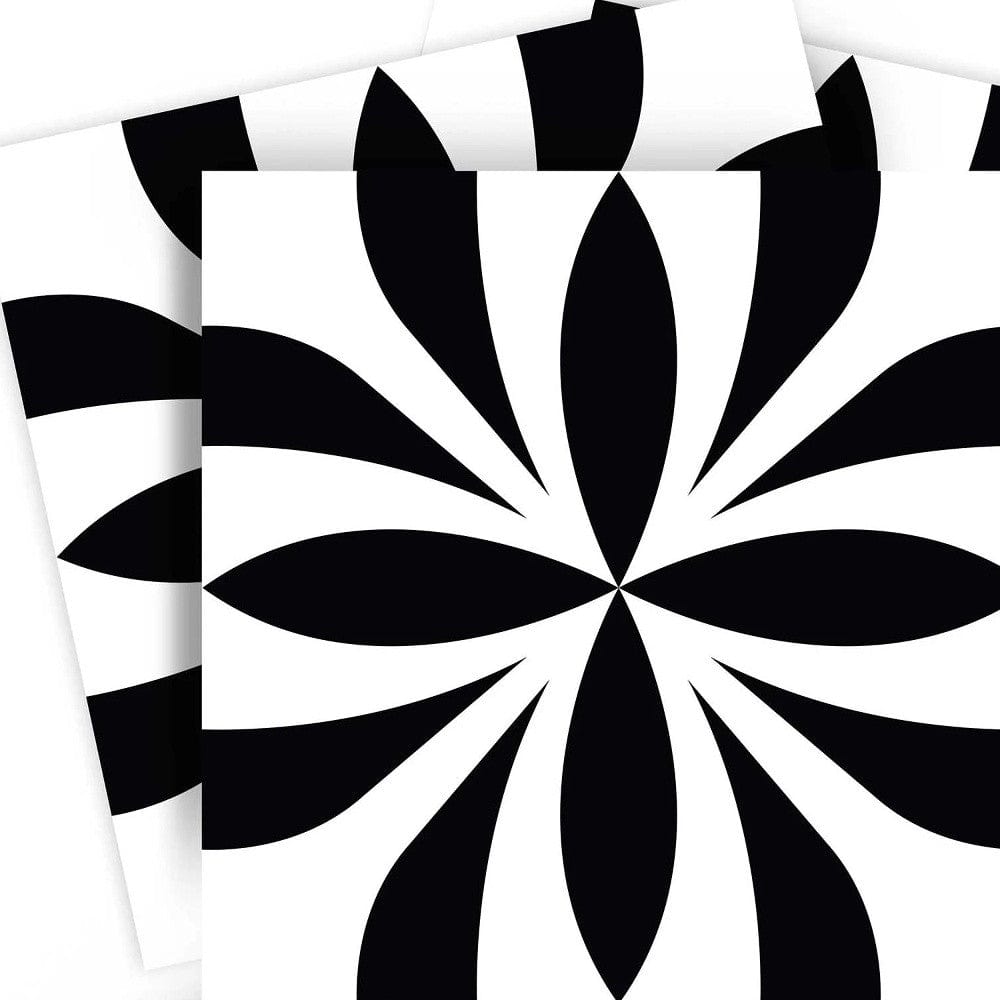 7" X 7" Black and White Colla Peel and Stick Removable Tiles - Homeroots - Flyclothing LLC