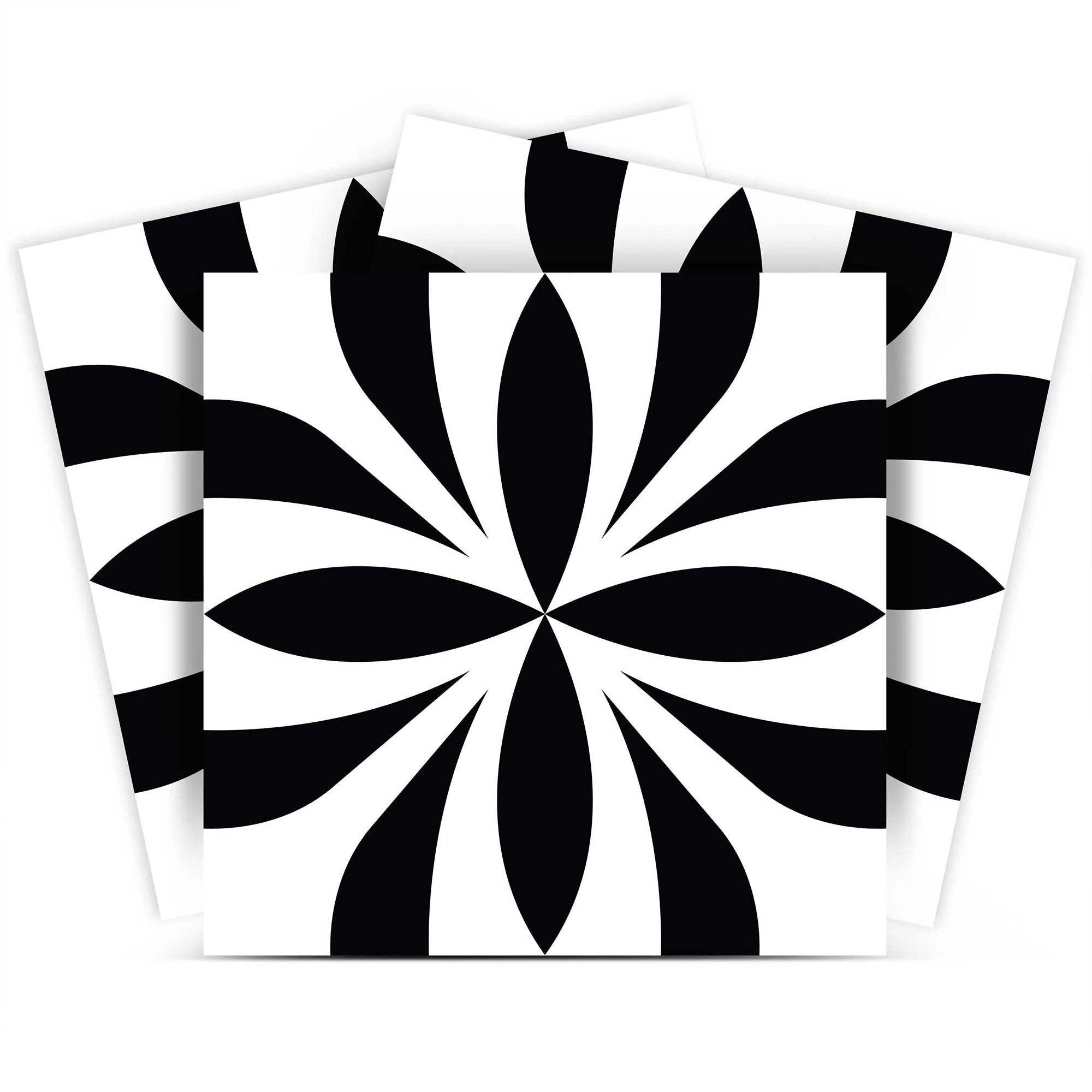 7" X 7" Black and White Colla Peel and Stick Removable Tiles - Homeroots - Flyclothing LLC