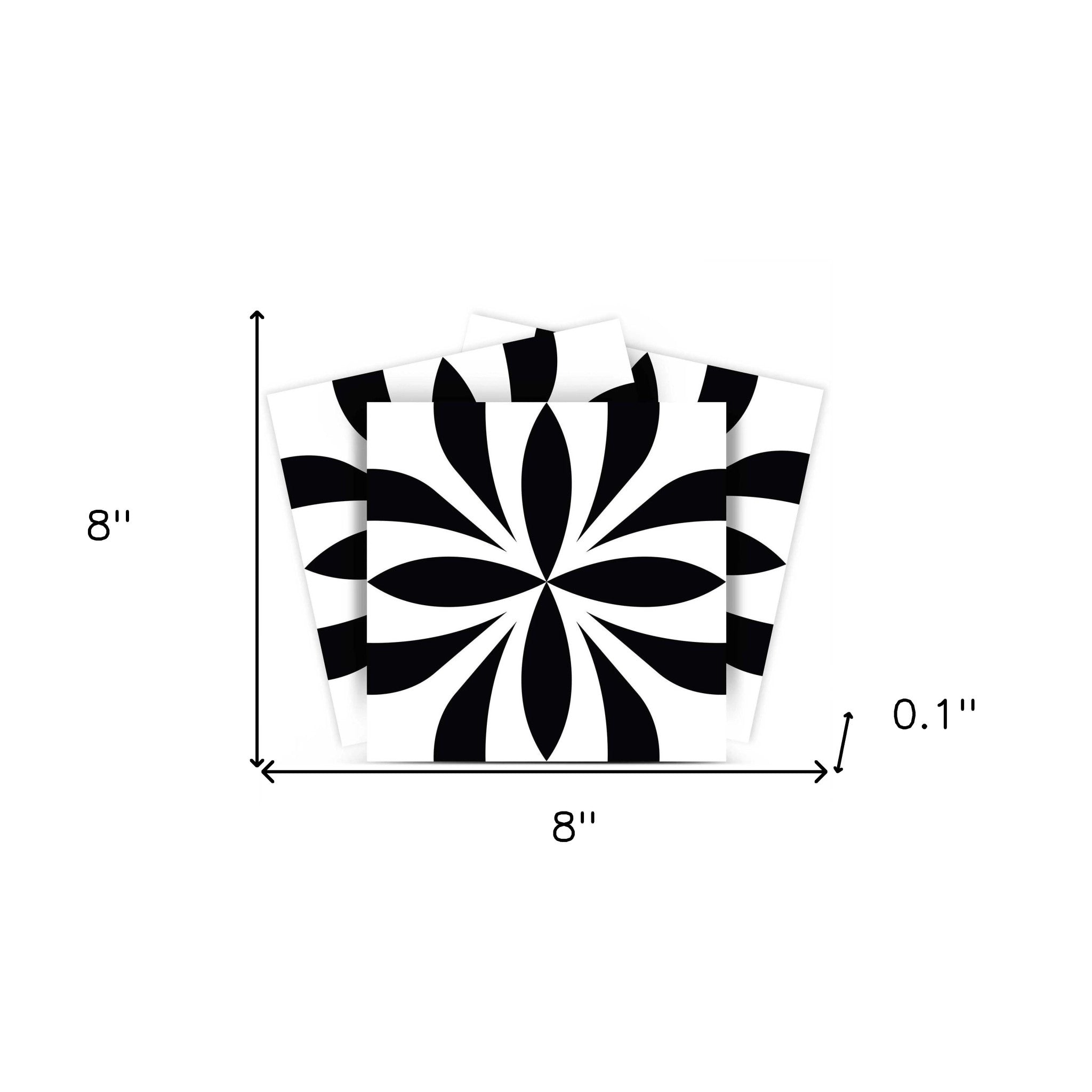 8" X 8" Black and White Colla Peel and Stick Removable Tiles - Homeroots - Flyclothing LLC