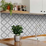 4" X 4" White and Black Cross Peel and Stick Removable Tiles - Homeroots - Flyclothing LLC