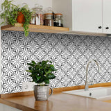 5" X 5" White and Black Cross Peel and Stick Removable Tiles - Homeroots