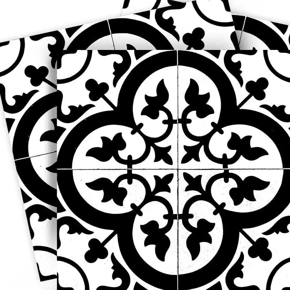 5" X 5" Black and White Roka Peel and Stick Removable Tiles - Homeroots