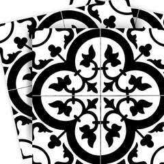5" X 5" Black and White Roka Peel and Stick Removable Tiles