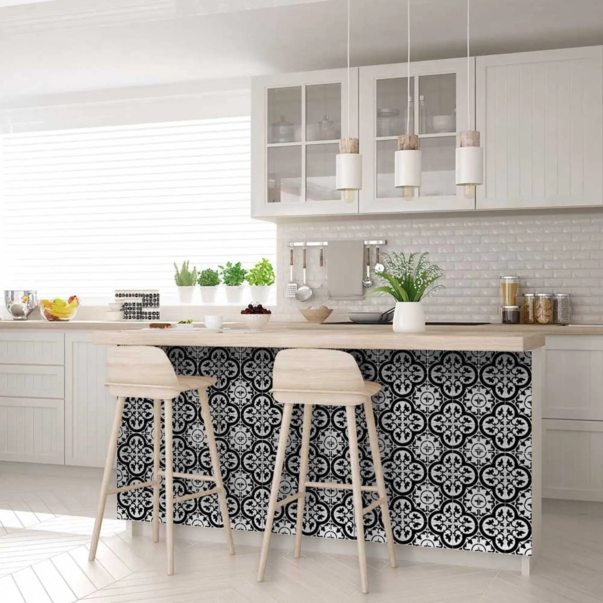 6" X 6" Black and White Roka Peel and Stick Removable Tiles - Homeroots - Flyclothing LLC
