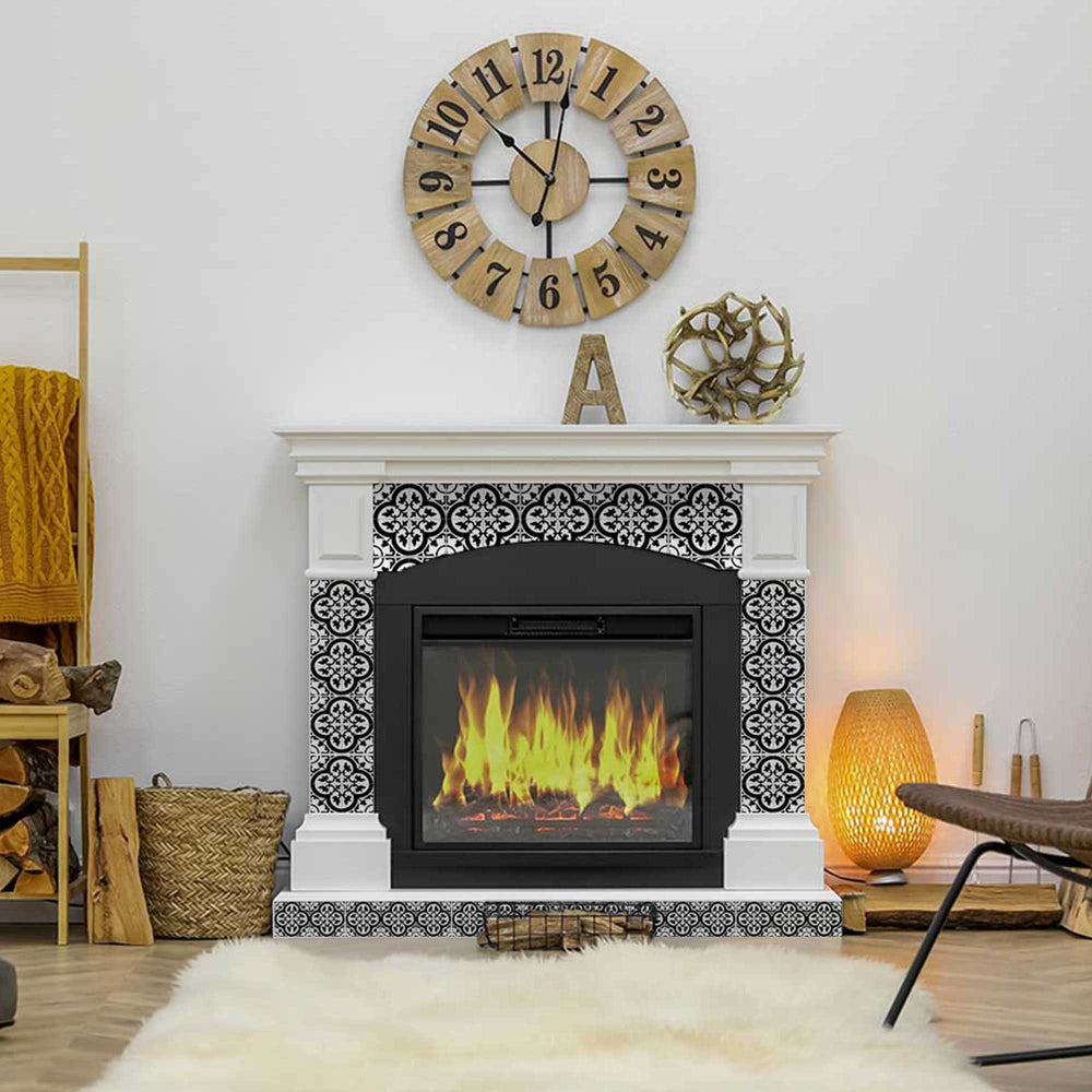 8" X 8" Black and White Roka Peel and Stick Removable Tiles - Homeroots