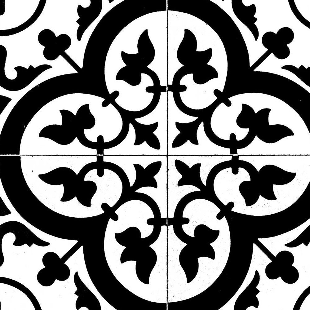 8" X 8" Black and White Roka Peel and Stick Removable Tiles
