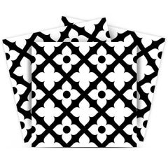 4" X 4" Black and White Dia Peel and Stick Removable Tiles