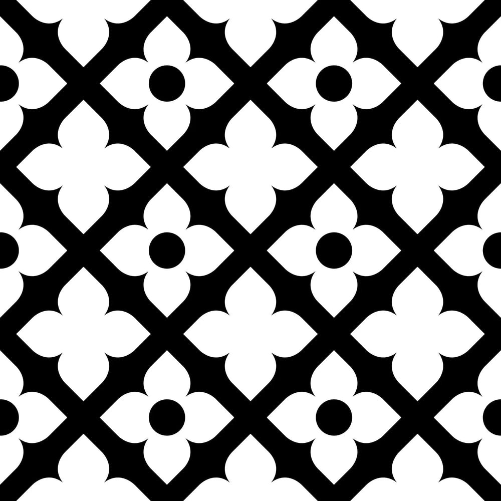 4" X 4" Black and White Dia Peel and Stick Removable Tiles - Homeroots