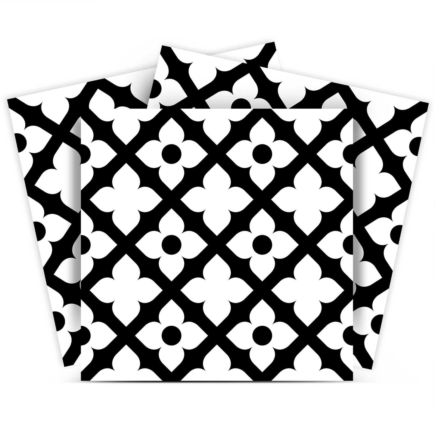 8" X 8" Black and White Dia Peel and Stick Removable Tiles - Homeroots - Flyclothing LLC