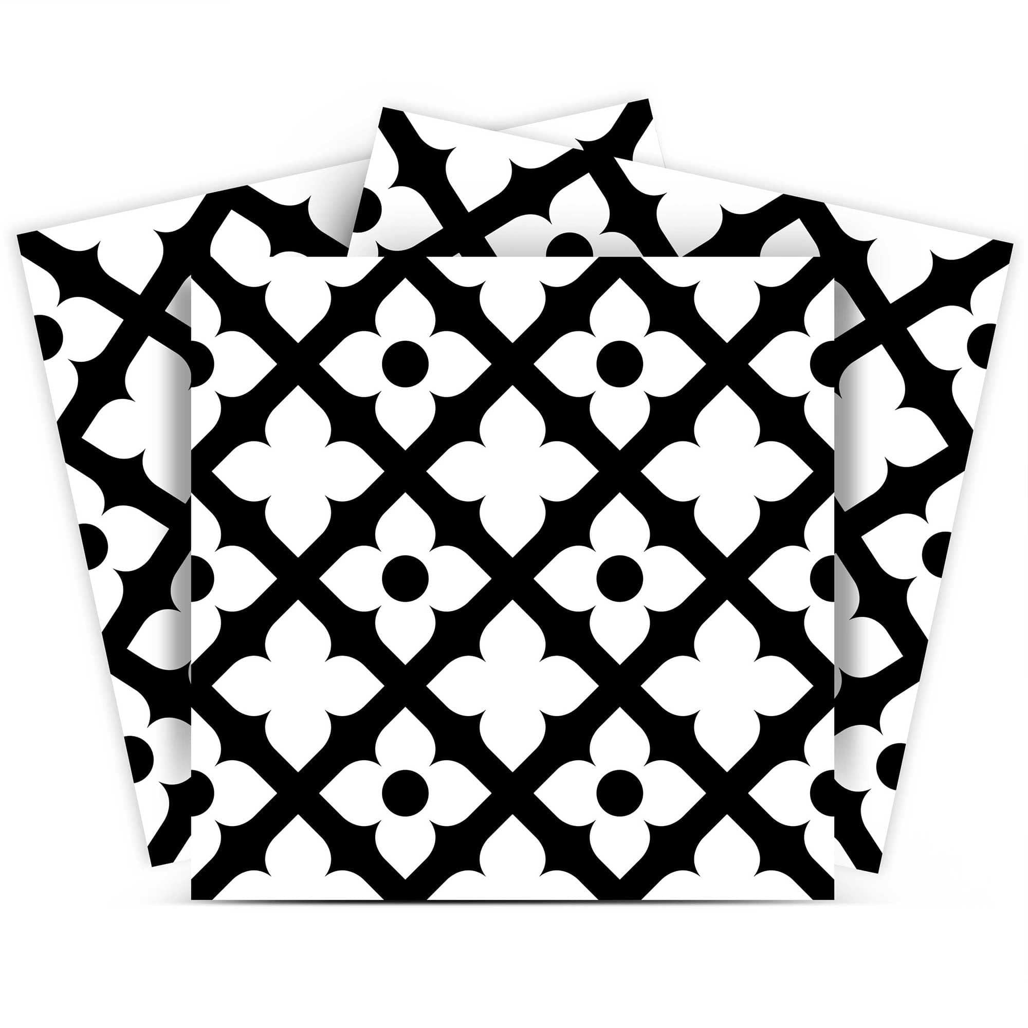 8" X 8" Black and White Dia Peel and Stick Removable Tiles - Homeroots - Flyclothing LLC