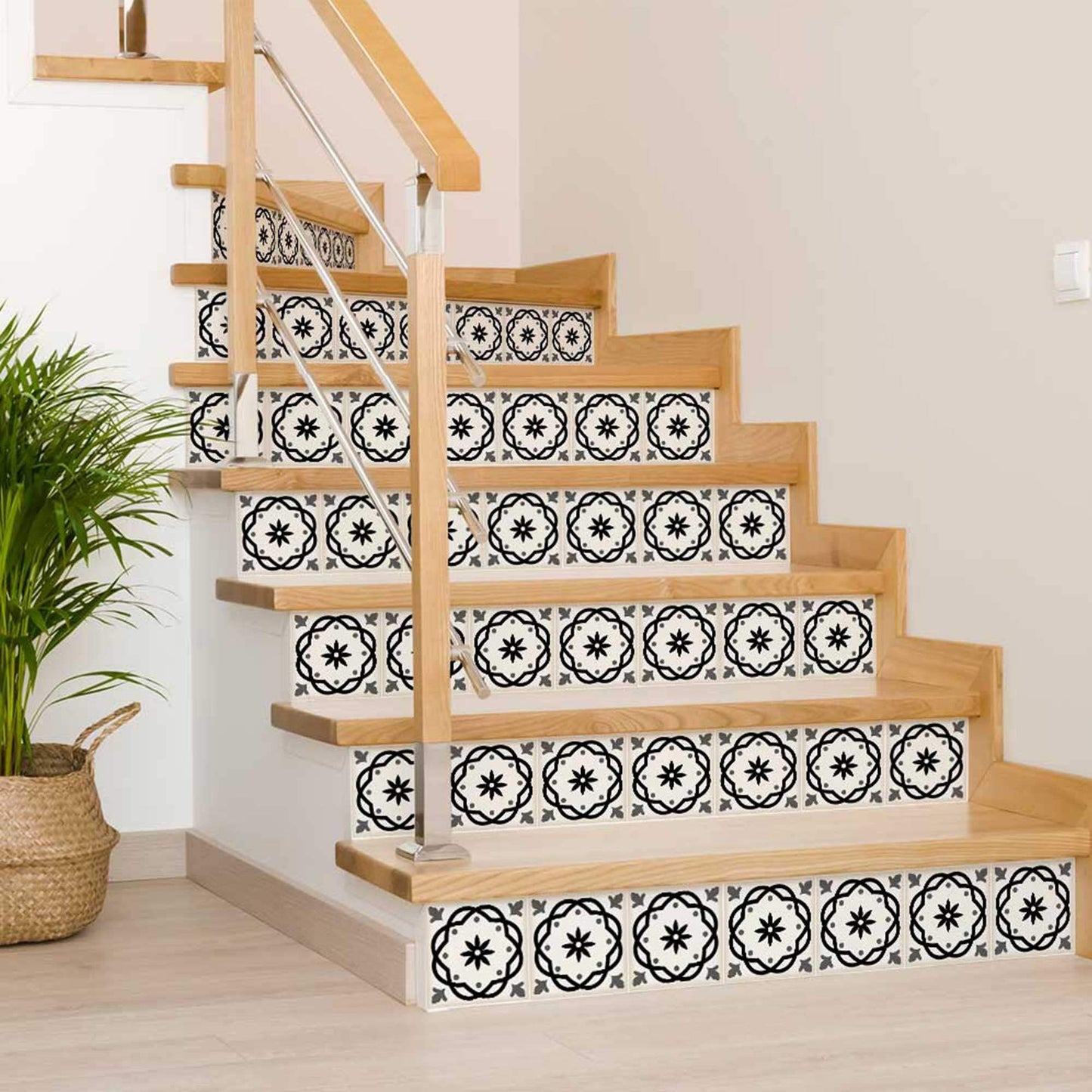 4" X 4" Black and White Rolla Peel and Stick Removable Tiles - Homeroots - Flyclothing LLC