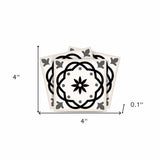 4" X 4" Black and White Rolla Peel and Stick Removable Tiles - Homeroots