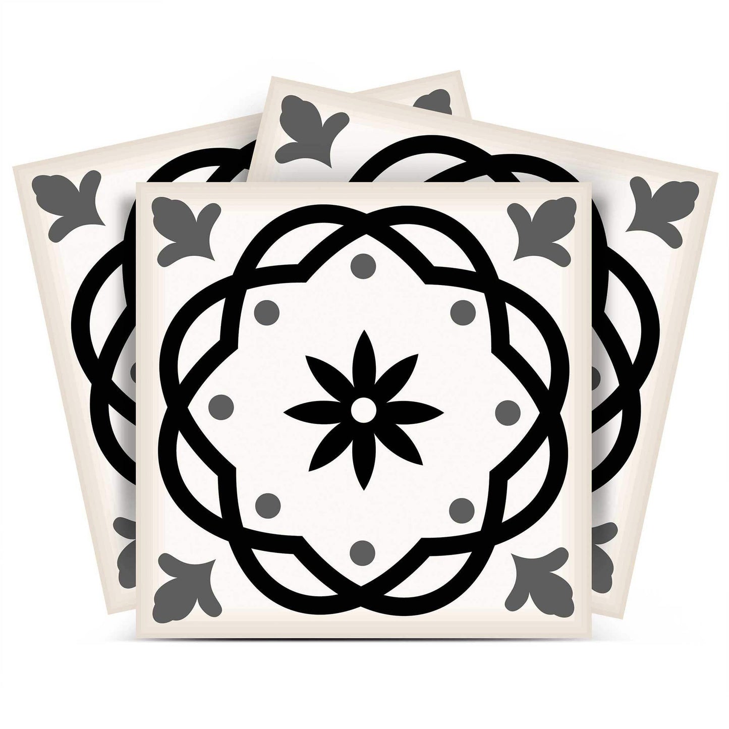 4" X 4" Black and White Rolla Peel and Stick Removable Tiles - Homeroots - Flyclothing LLC