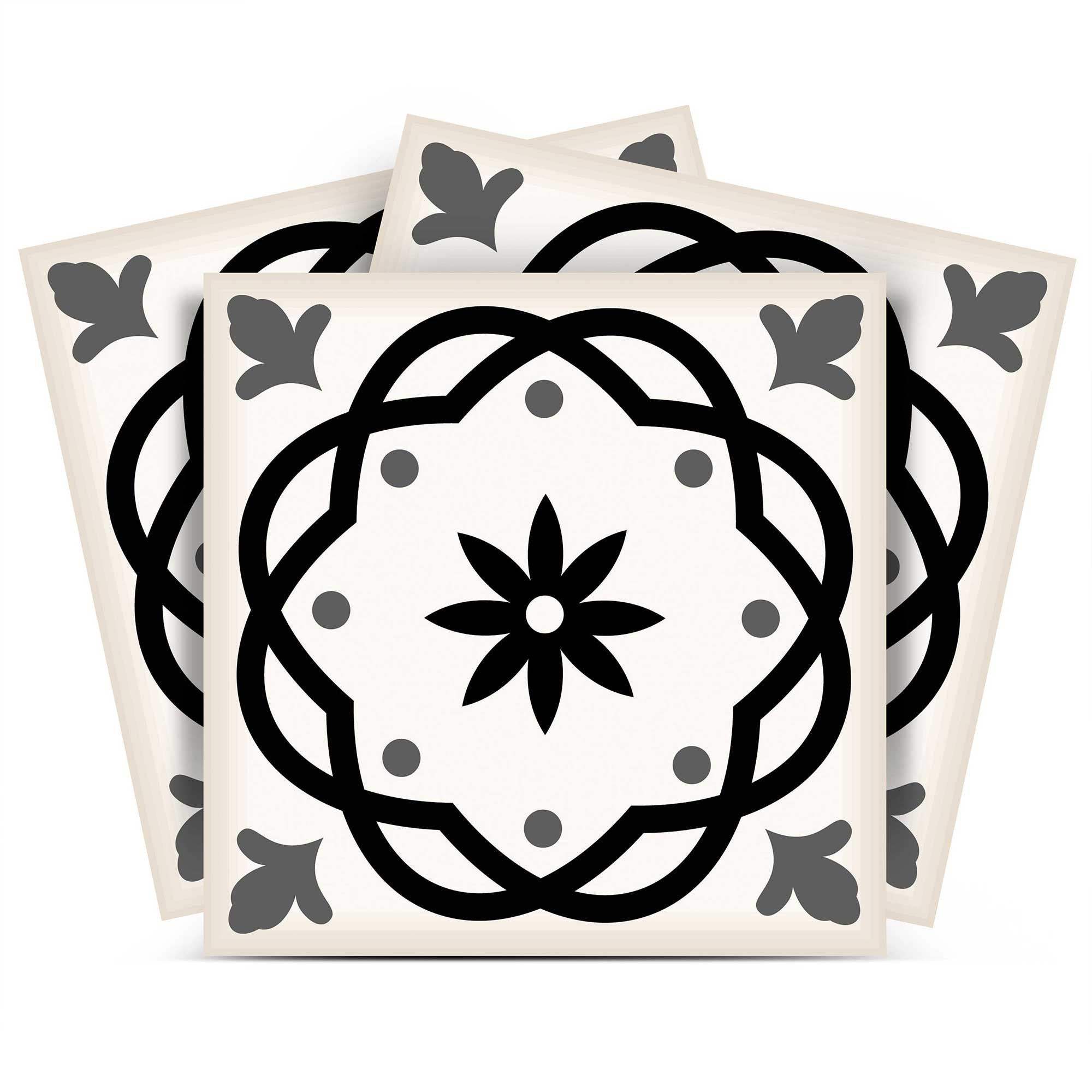4" X 4" Black and White Rolla Peel and Stick Removable Tiles - Homeroots - Flyclothing LLC