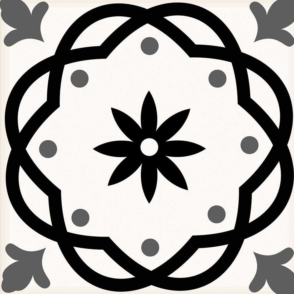 5" X 5" Black and White Rolla Peel and Stick Removable Tiles