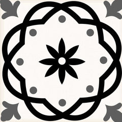 5" X 5" Black and White Rolla Peel and Stick Removable Tiles