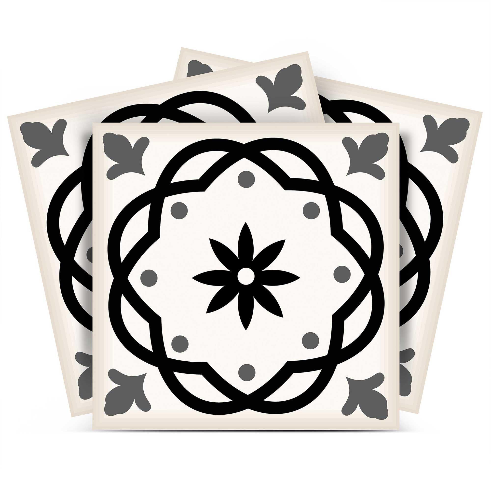 6" X 6" Black and White Rolla Peel and Stick Removable Tiles - Homeroots - Flyclothing LLC