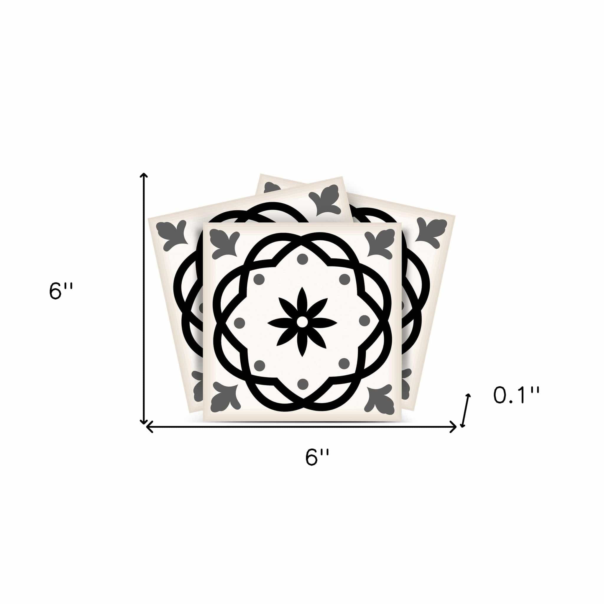 6" X 6" Black and White Rolla Peel and Stick Removable Tiles - Homeroots - Flyclothing LLC
