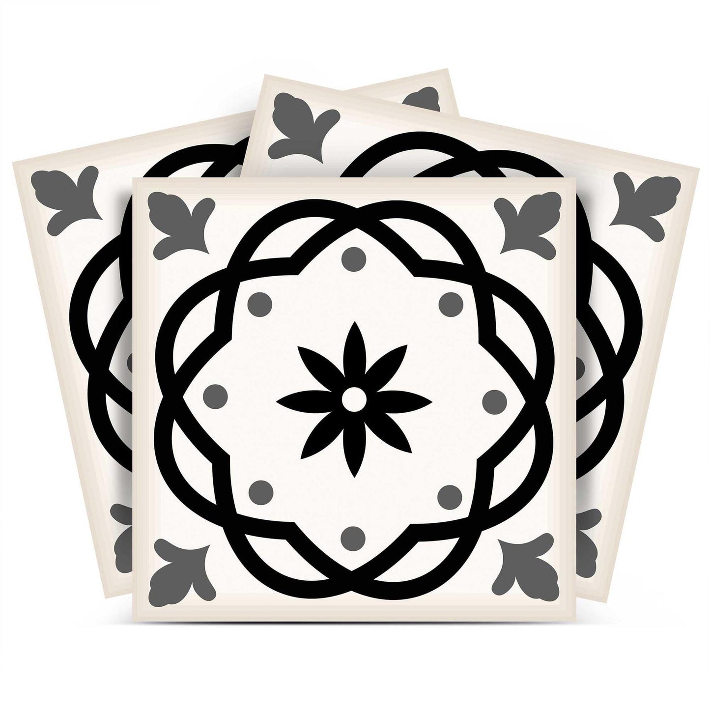 6" X 6" Black and White Rolla Peel and Stick Removable Tiles - Homeroots - Flyclothing LLC
