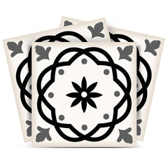 7" X 7" Black and White Rolla Peel and Stick Removable Tiles