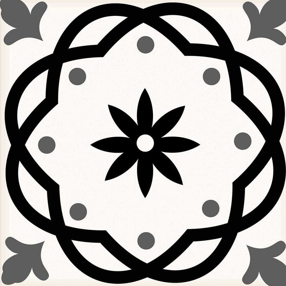 7" X 7" Black and White Rolla Peel and Stick Removable Tiles - Homeroots