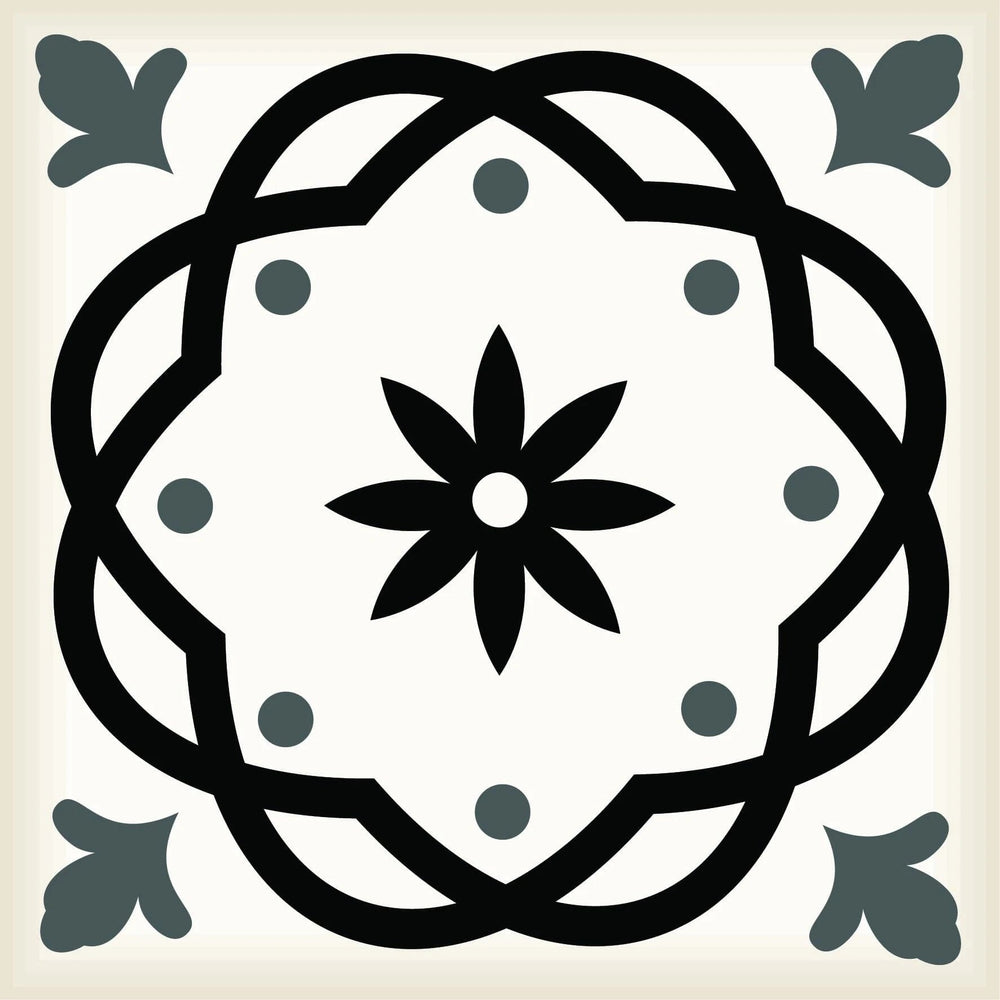 8" X 8" Black and White Rolla Peel and Stick Removable Tiles - Homeroots