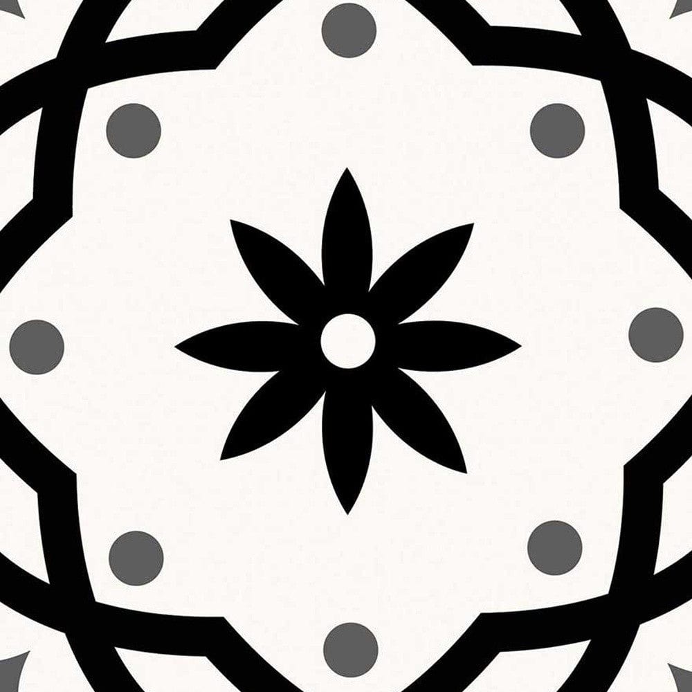 8" X 8" Black and White Rolla Peel and Stick Removable Tiles - Homeroots