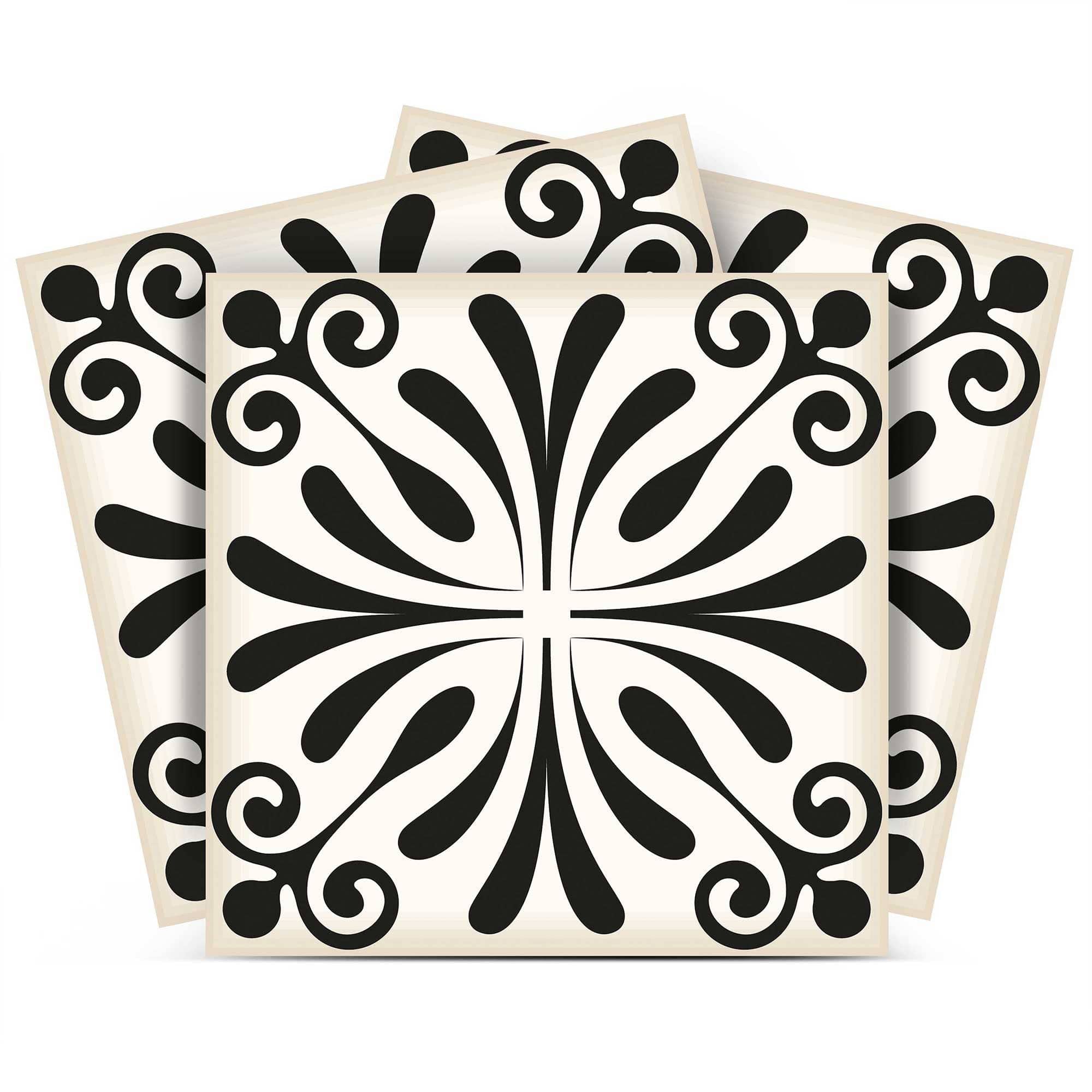 5" X 5" Black and White Flo Peel and Stick Removable Tiles - Homeroots - Flyclothing LLC