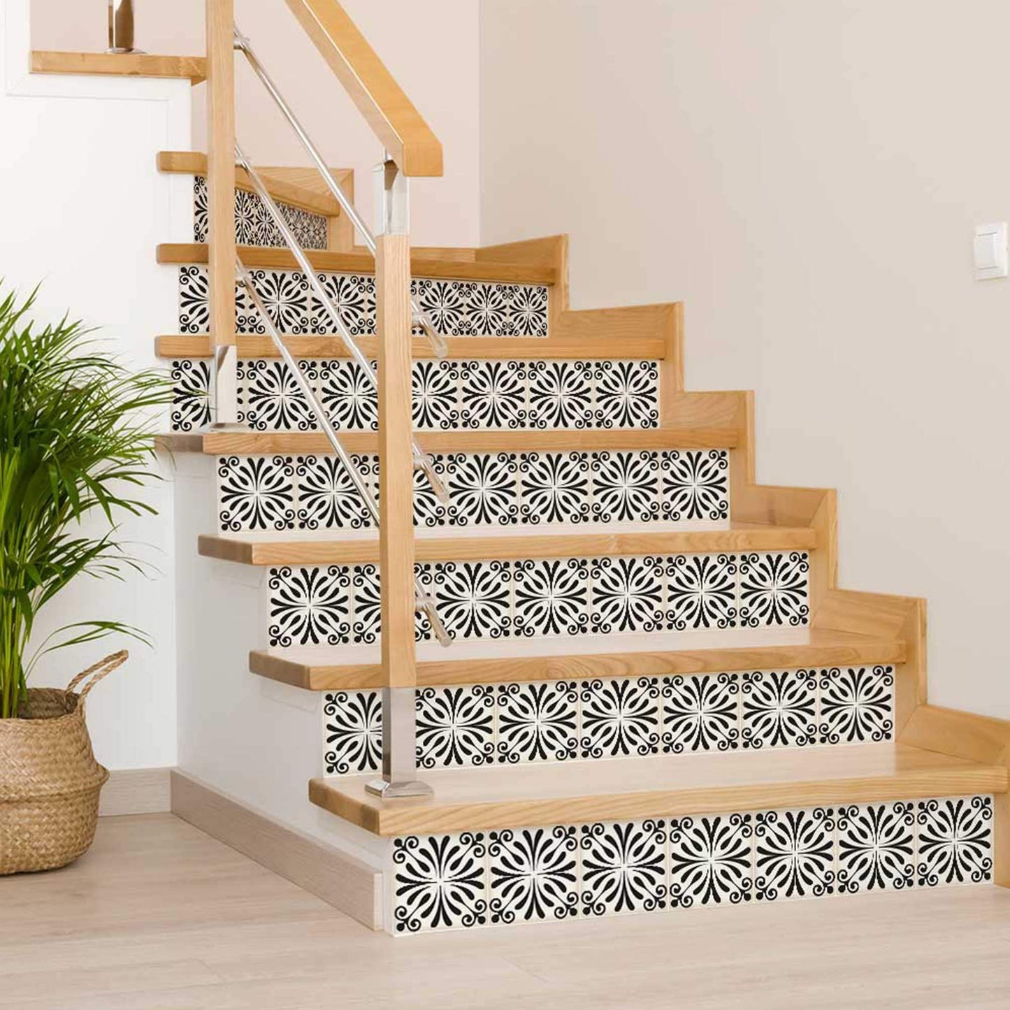 5" X 5" Black and White Flo Peel and Stick Removable Tiles - Homeroots - Flyclothing LLC