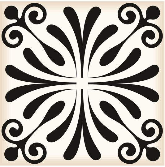 5" X 5" Black and White Flo Peel and Stick Removable Tiles