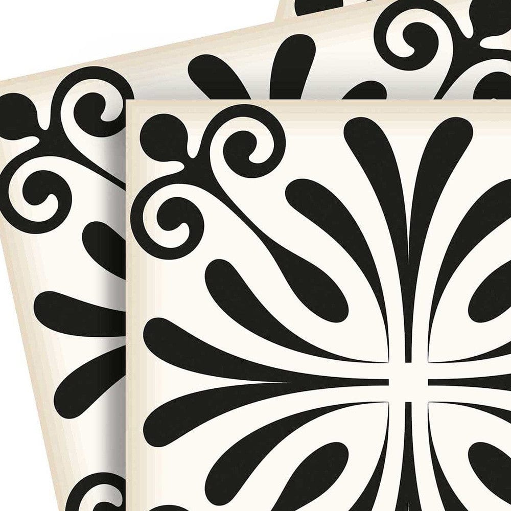 5" X 5" Black and White Flo Peel and Stick Removable Tiles