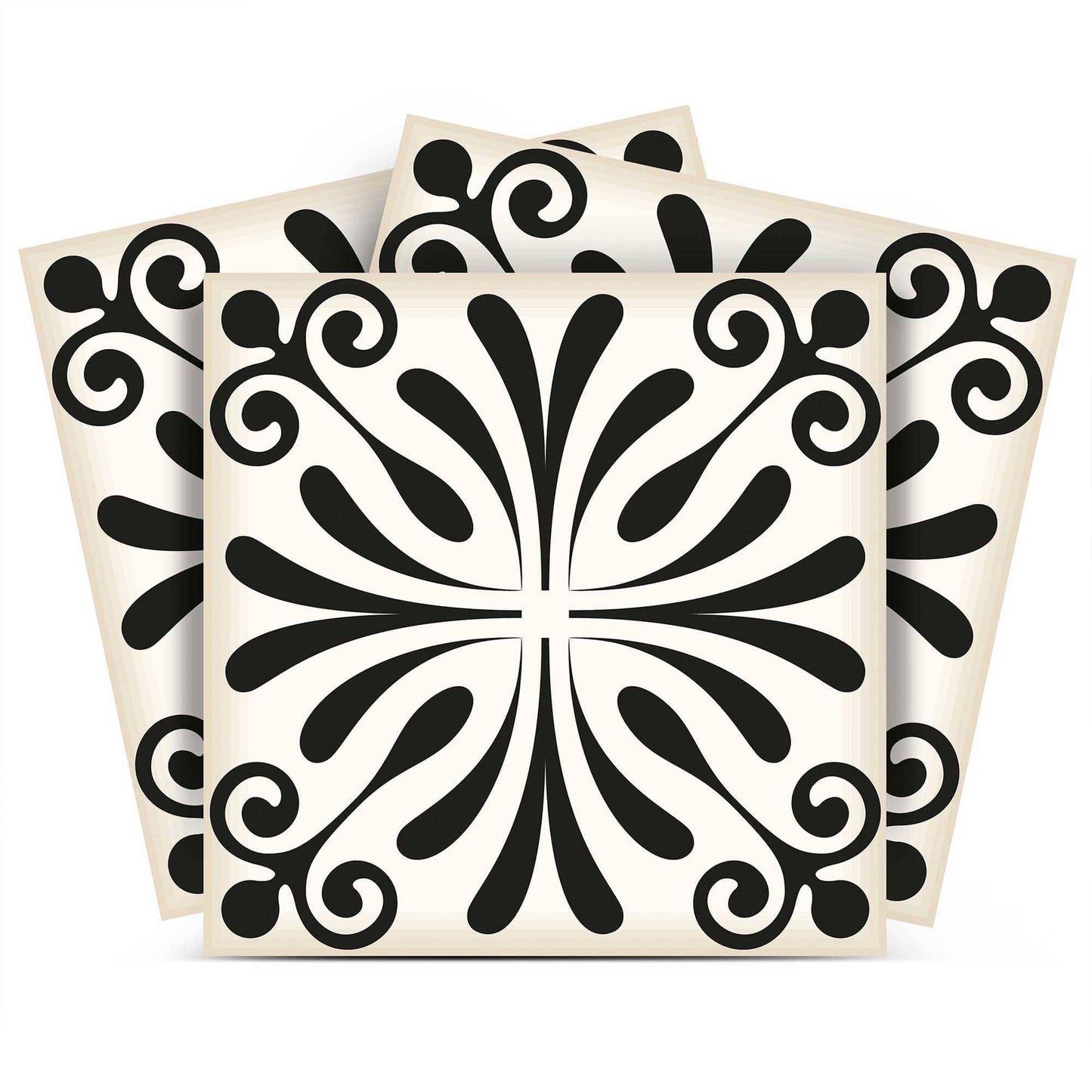 6" X 6" Black and White Flo Peel and Stick Removable Tiles - Homeroots - Flyclothing LLC