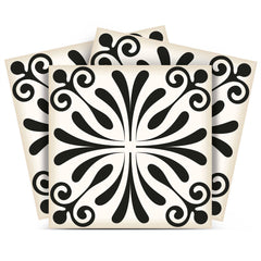 7" X 7" Black and White Flo Peel and Stick Removable Tiles - Homeroots