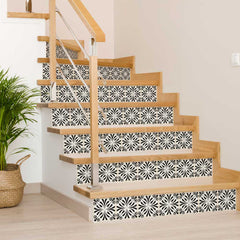 8" X 8" Black and White Flo Peel and Stick Removable Tiles