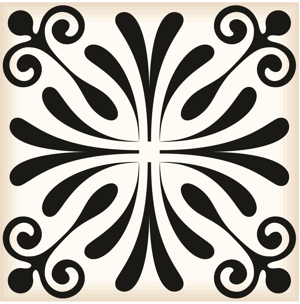 8" X 8" Black and White Flo Peel and Stick Removable Tiles - Homeroots