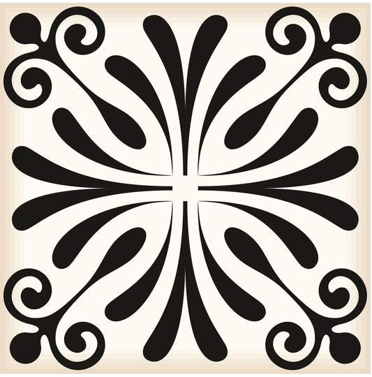 8" X 8" Black and White Flo Peel and Stick Removable Tiles - Homeroots
