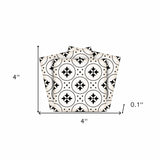 4" X 4" Black and White Rosa Peel and Stick Removable Tiles - Homeroots - Flyclothing LLC