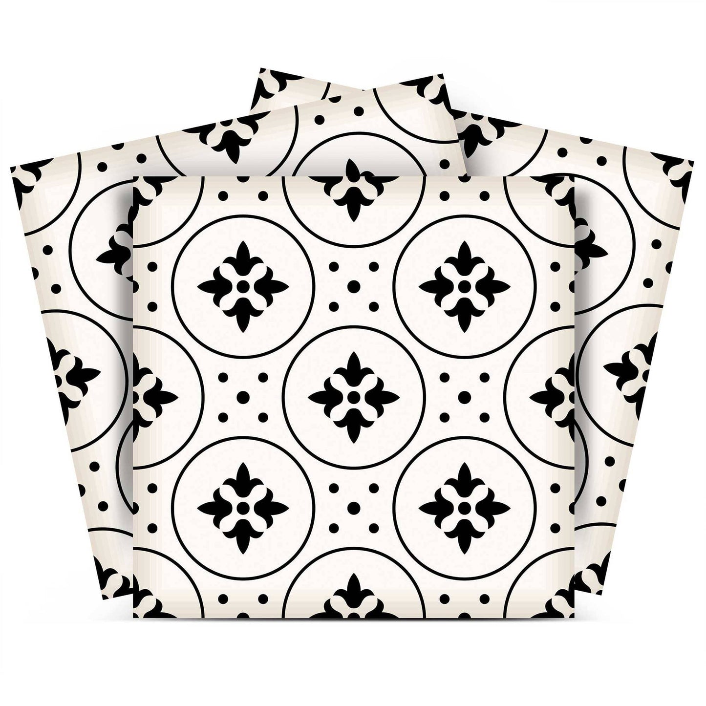 5" X 5" Black and White Rosa Peel and Stick Removable Tiles - Homeroots - Flyclothing LLC