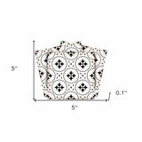 5" X 5" Black and White Rosa Peel and Stick Removable Tiles - Homeroots - Flyclothing LLC