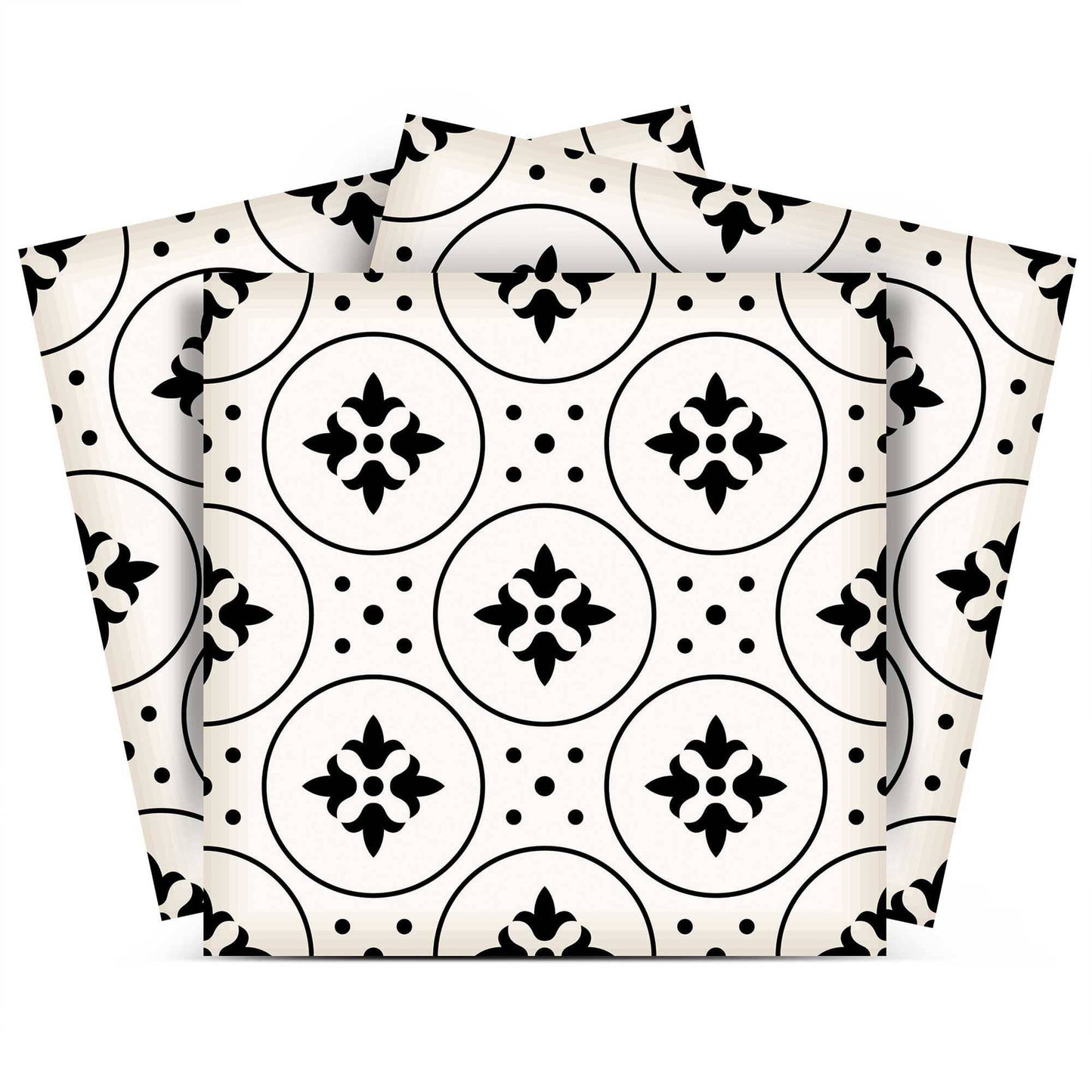 5" X 5" Black and White Rosa Peel and Stick Removable Tiles - Homeroots - Flyclothing LLC
