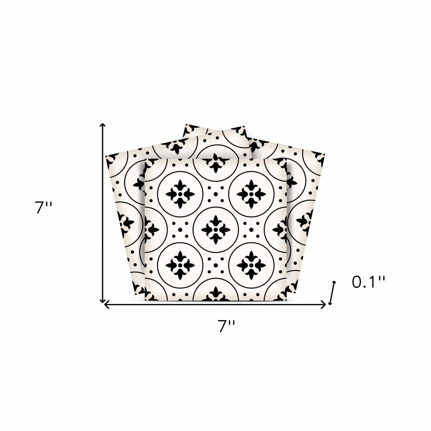 7" X 7" Black and White Rosa Peel and Stick Removable Tiles - Homeroots - Flyclothing LLC
